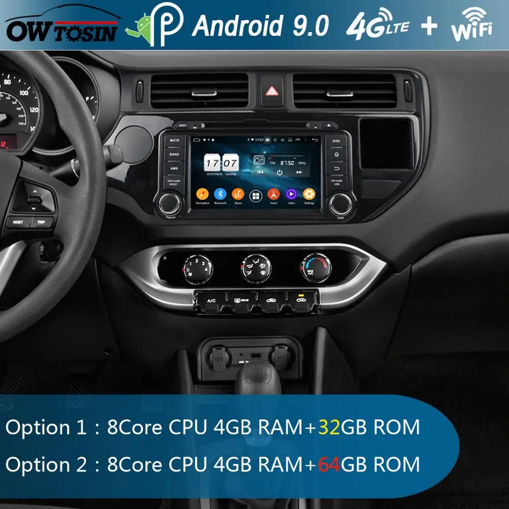 " ips 8 ядерный 4 Гб ОЗУ+ 64 Гб ПЗУ Android 9,0 Автомобильный DVD Радио gps Navi для KIA RIO K3 2011 2012 2013 DSP CarPlay Parrot BT стерео