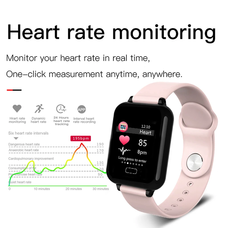 LIGE Men Smart watch Women Fitness Tracker Smart Wristband Heart Rate Blood Pressure Monitor Multi-functional Sport Smartwatch
