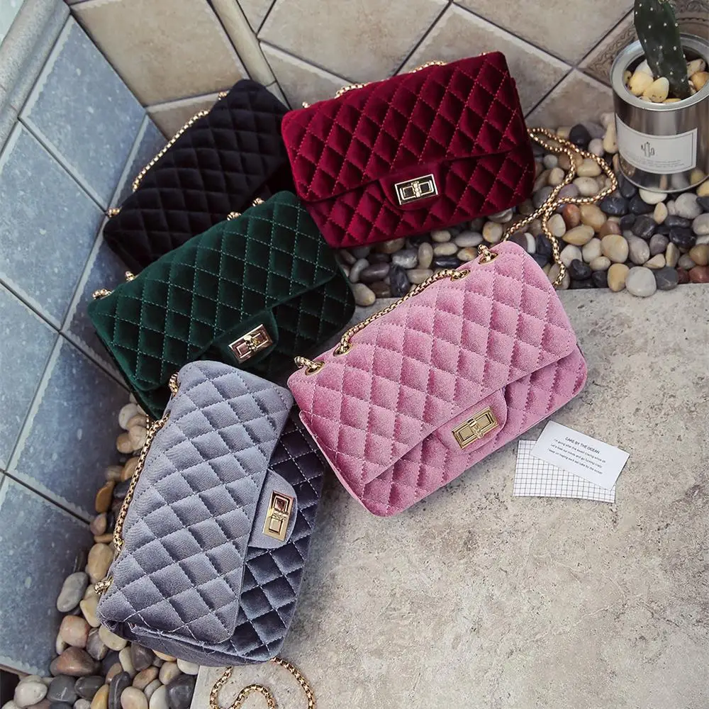 Роскошные Сумки Для женщин сумки дизайнерские на плечо Винтаж бархат цепи