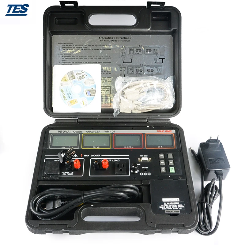 TES WM 01 TRMS анализатор мощности Datalogger Ture Arm AC & DC W/PF/V/A с интерфейсом RS232|Мультиметры| |