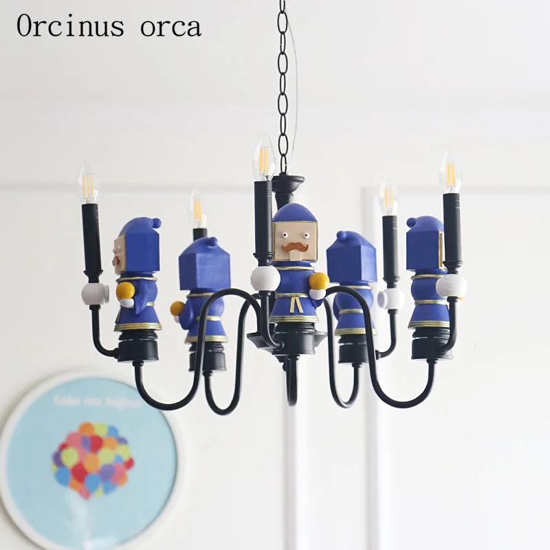 

Cartoon creative soldier chandelier boy bedroom children's room lamp American personality LED doll doll pendant lamp