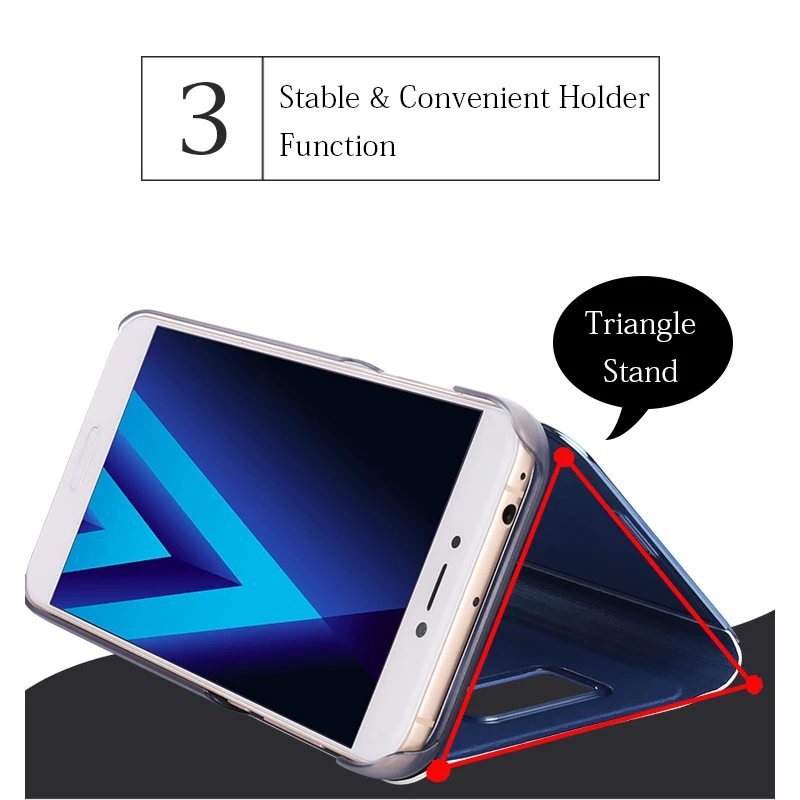 Флип чехол для samsung Galaxy A3 A5 A7 2017 A320 A520 A720 видимый полупрозрачный с полным окном из