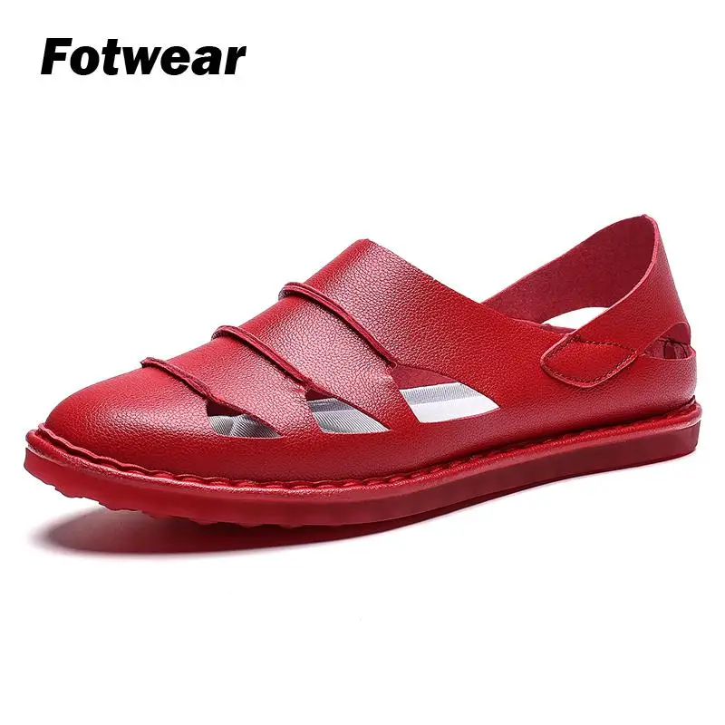 Мужские кожаные сандалии Fotwear коричневые повседневные уличные пляжная обувь