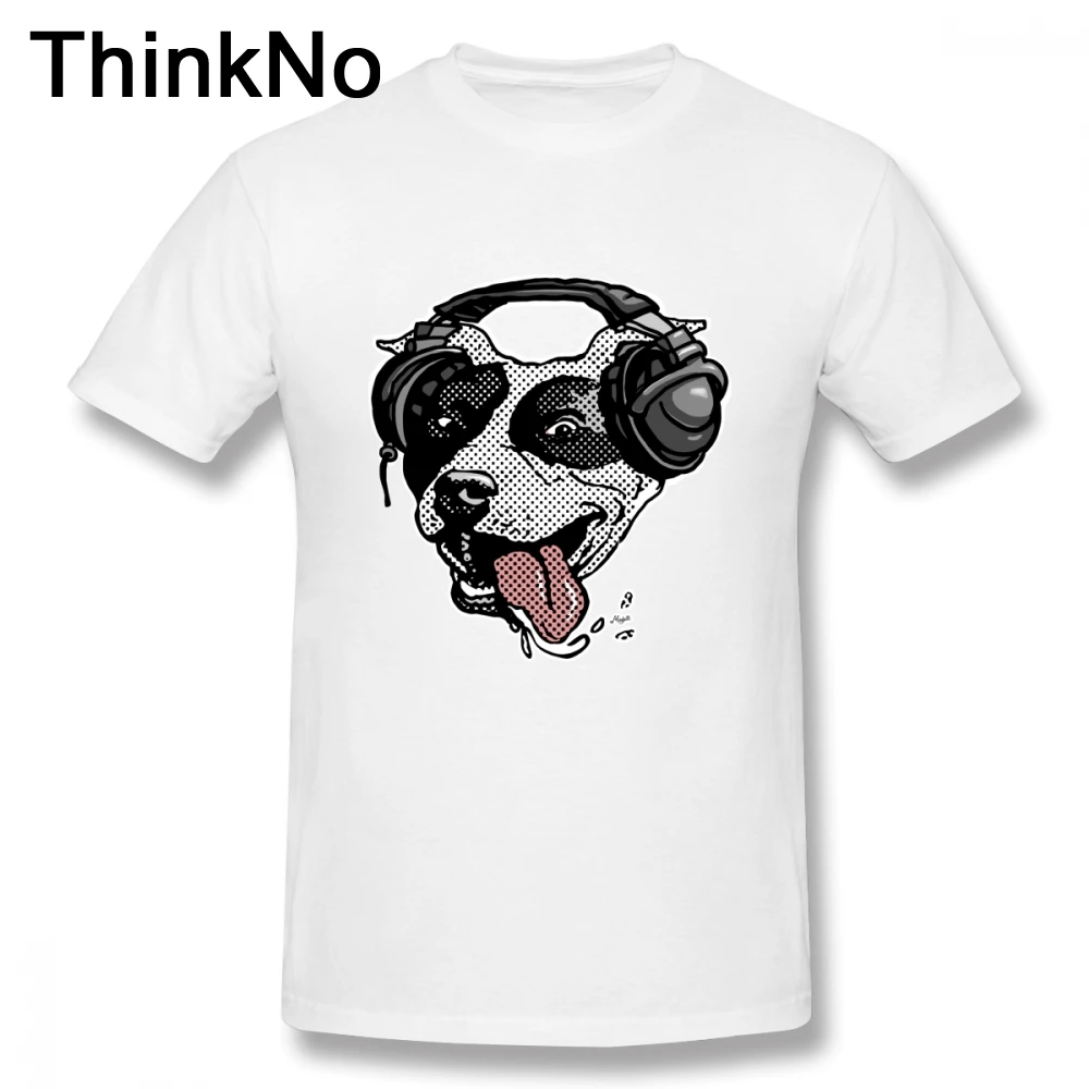 Новинка мужская Милая футболка с музыкальными наушниками Pit Bull Dog модная круглым