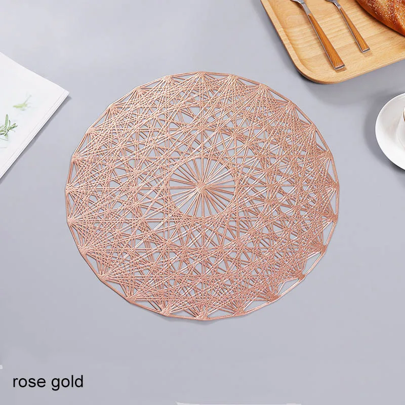 rose gold Нордический стиль изоляции анти-скальдинг Настольный коврик из ПВХ обеденный полый стол декор в комнате круглая форма чашки Нескользящая подставка для стейка - Цвет: rose gold