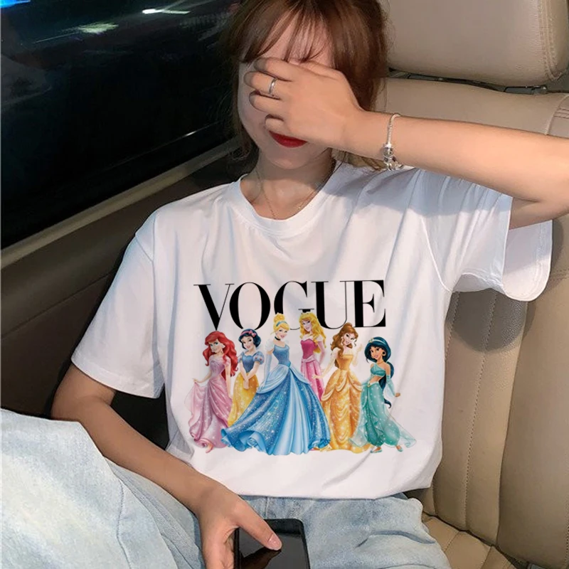 Vogue Harajuku Ullzang Футболка женская забавная мультяшная принцесса футболка 90s графическая Эстетическая Футболка Модные кавайные футболки женские