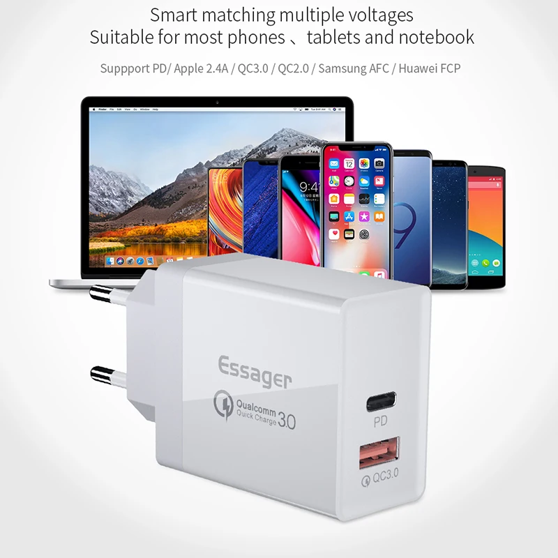 Type c PD 36 Вт QC3.0 FCP протокол с двумя портами USB быстрая зарядка 3 0 портативное