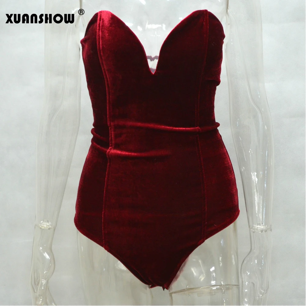 XUANSHOW сексуальный милый бюстье однотонный комбинезон с открытой спиной на