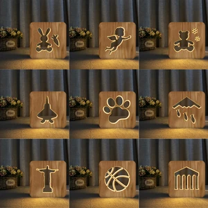 3D Светодиодная деревянная декоративная лампа, украшение для детской спальни, теплсветильник светильник с USB, ночсветильник для детей, подарок на день рождения, праздник, Прямая поставка