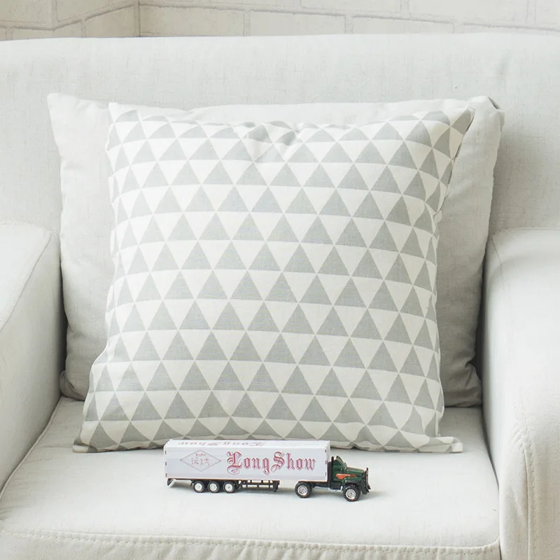 gray geometric Домашние декоративные милый желтый/зеленый/синий/серый Цвет детские штаны с геометрическим принтом хлопковая льняная Подушка Чехол наволочка - Цвет: gray geometric