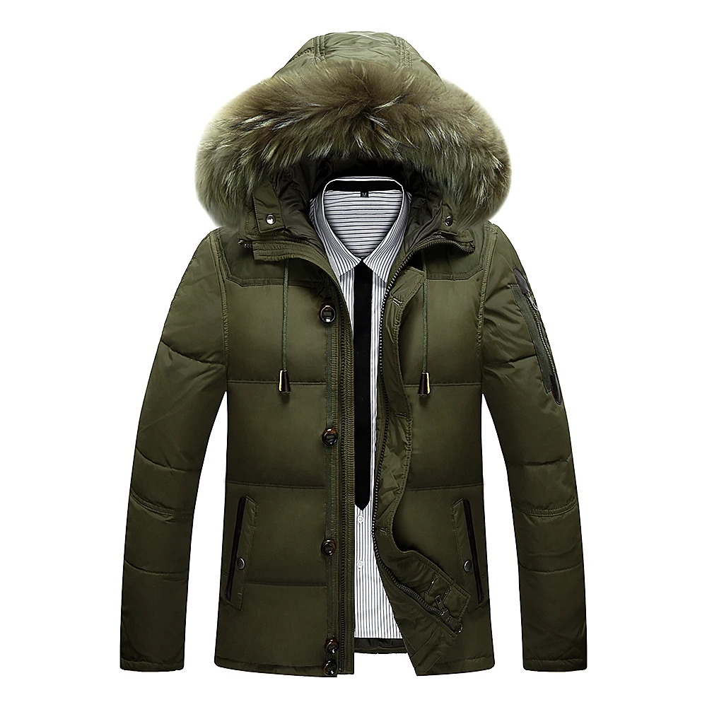 2018 теплая зимняя куртка на утином пуху для мужчин меховой воротник Сгущает