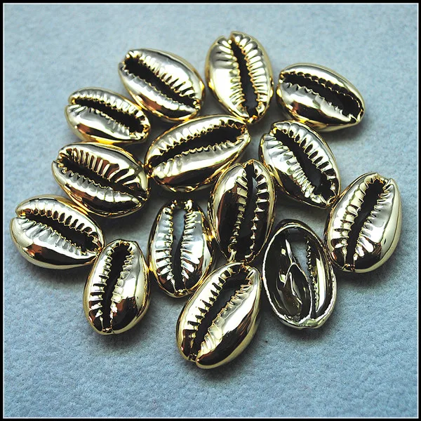 20pcs shell beads spacer plated golden silver color size 15-20mm length for charms bracelets making accessories or caps | Украшения и