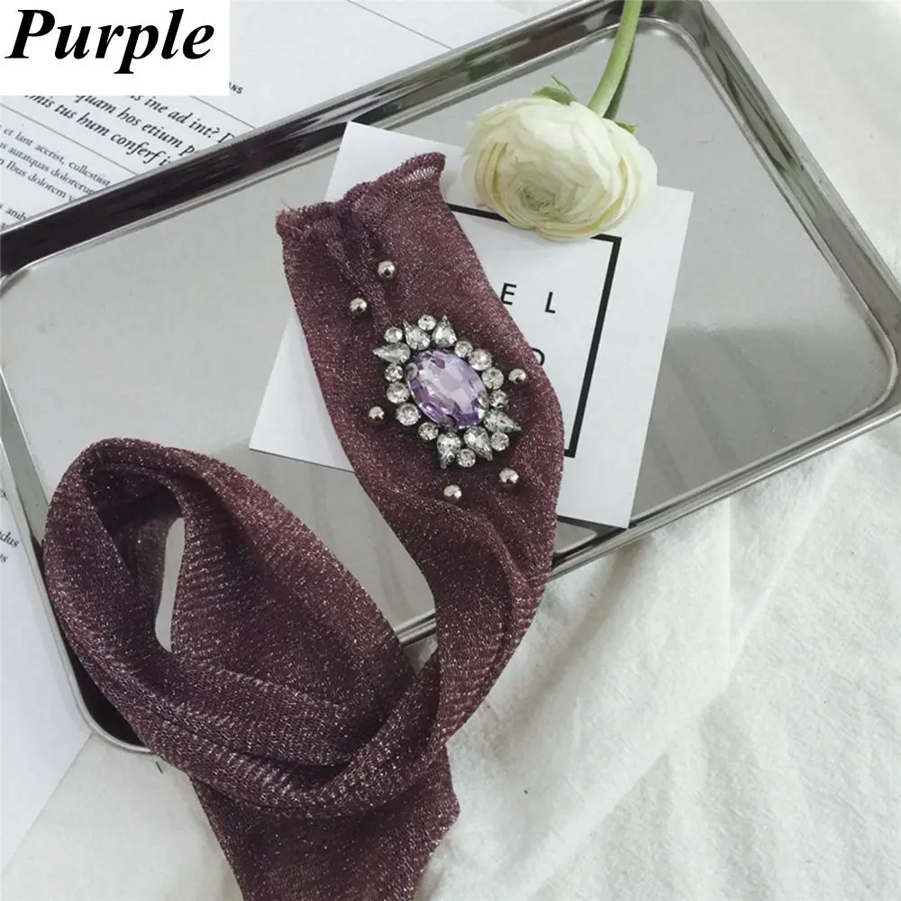 Purple 1 пара, летние короткие носки женские блестящие, со стразами, с цветком, блестящие ажурные сетчатые носки до щиколотки Новое поступление - Цвет: Purple