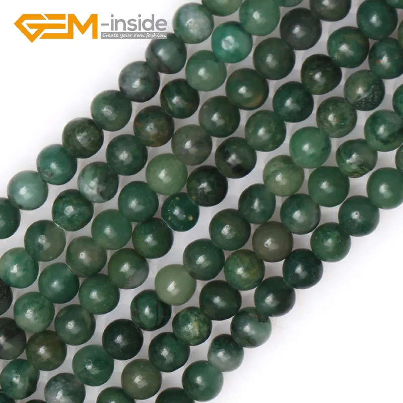 

4mm Round Natural Green Western African Jades Stone Beads for Jewelry Making DIY Bracelet or Necklace Strand 15" GEM-inside