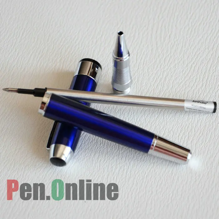 Шариковая ручка JINHAO 250 эксклюзивная темно синяя серебристая отделка и зажим|roller