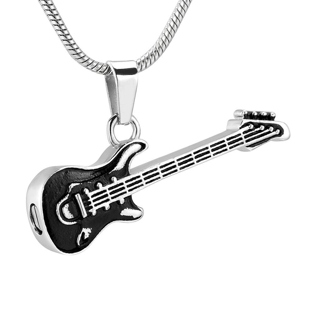 Electronic Guitar Cremation Jewelry For Ashes Pendant Stainless Steel Music Enthusiast Keepsake Memorial Urns Necklaces