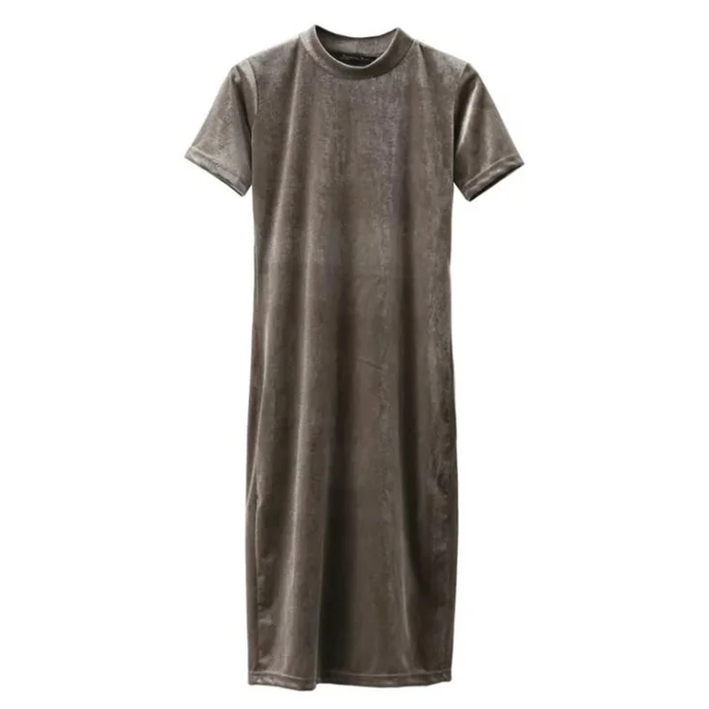 SORCHIDF Женщин Бархат Платья Винтаж Стенд Воротник С Коротким Рукавом Ткань