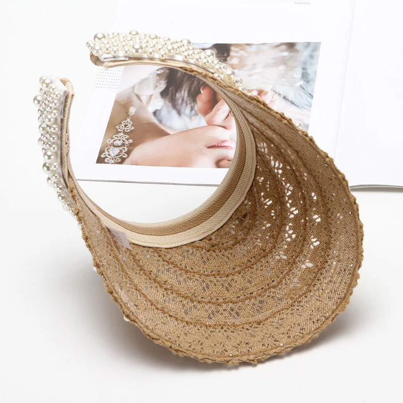 Женская пляжная шляпа с жемчужным козырьком лето 2019|Женские пляжные шляпы| |