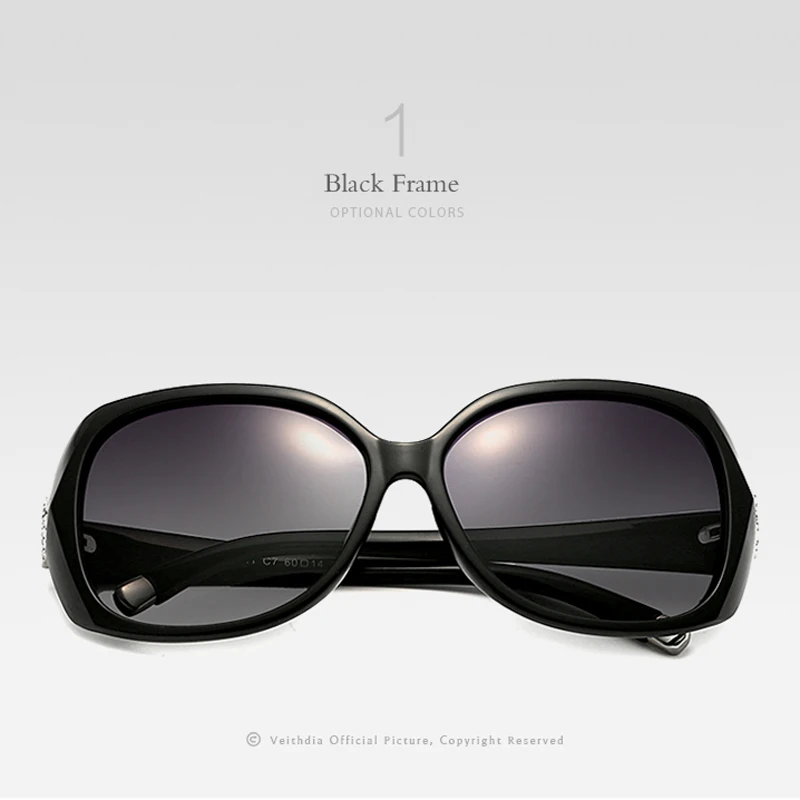 Clack frame VEITHDIA с УФ-защитой Ретро TR90 Винтаж крупные сонечные очки поляризованные резные бриллиантовые дамские Для женщин дизайнерские солнцезащитные очки оттенки Для женщин - Цвет линз: Clack frame