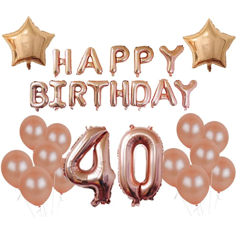 Розовые и золотые воздушные шары фольга шампанского 16th 18th 20st 21th 30th 40th Number bal lHappy День Рождения украшения для взрослых вечерние принадлежности - Цвет: 40th