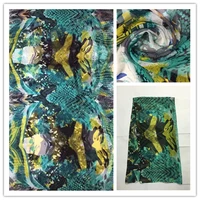 140cm printed nature silk chiffon fabric for crafts material sewing women dress scarf clothes textile100 silk 6mm ds38