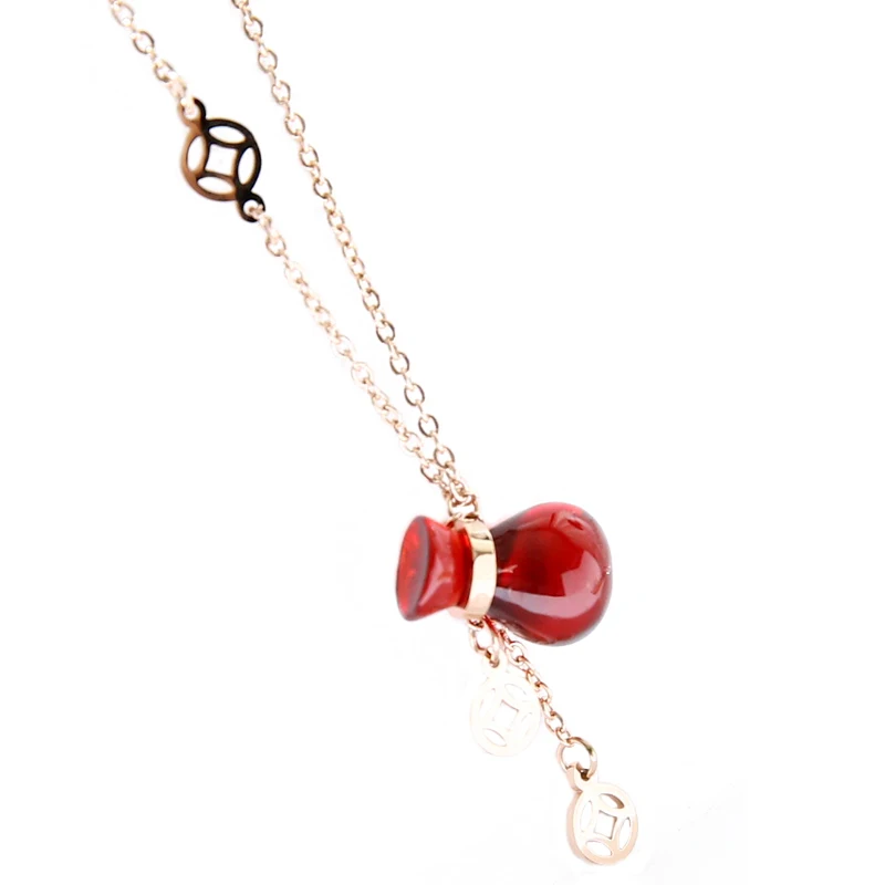 Новое поступление 2018 элегантное красное ожерелье YUN RUO цвета розового золота с
