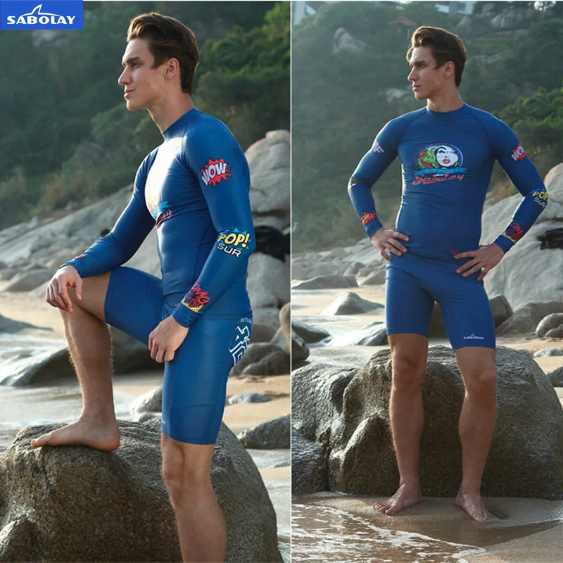SABOLAY Мужчины рашгард гидрокостюм спортивный костюм С Длинными Рукавами