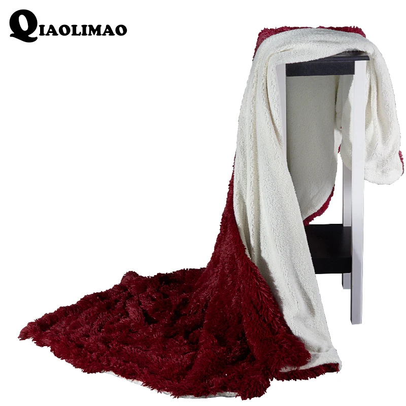 Толстые зимние одеяла для кроватей сплошной цвет версия A/B вязаное механическое