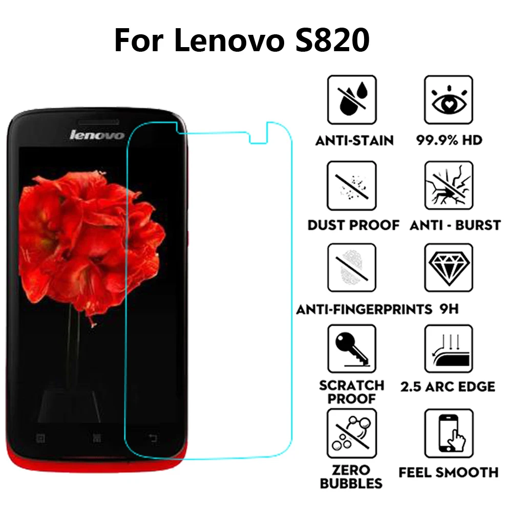 2 шт закаленное стекло для lenovo S820 S820E стеклянный экран с защитой против царапин