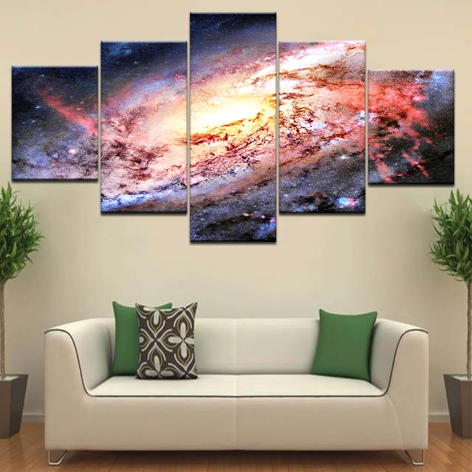 5 шт. Wall Art Холст Картина HD с принтом Вселенной Блестящий Galaxy украшения дома Плакат