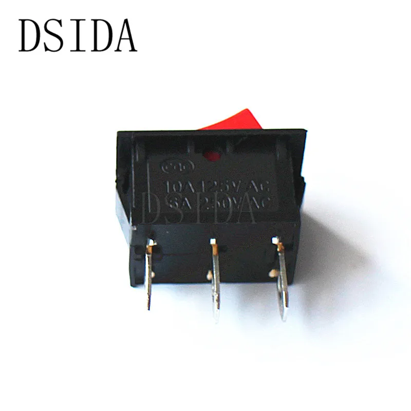 10PCS KCD1 6A 250V 10A 125V 3Pin ON-OFF 15*21mm Ship Type Switch 15X21 Rocker switch KCD1-101 Red | Обустройство дома