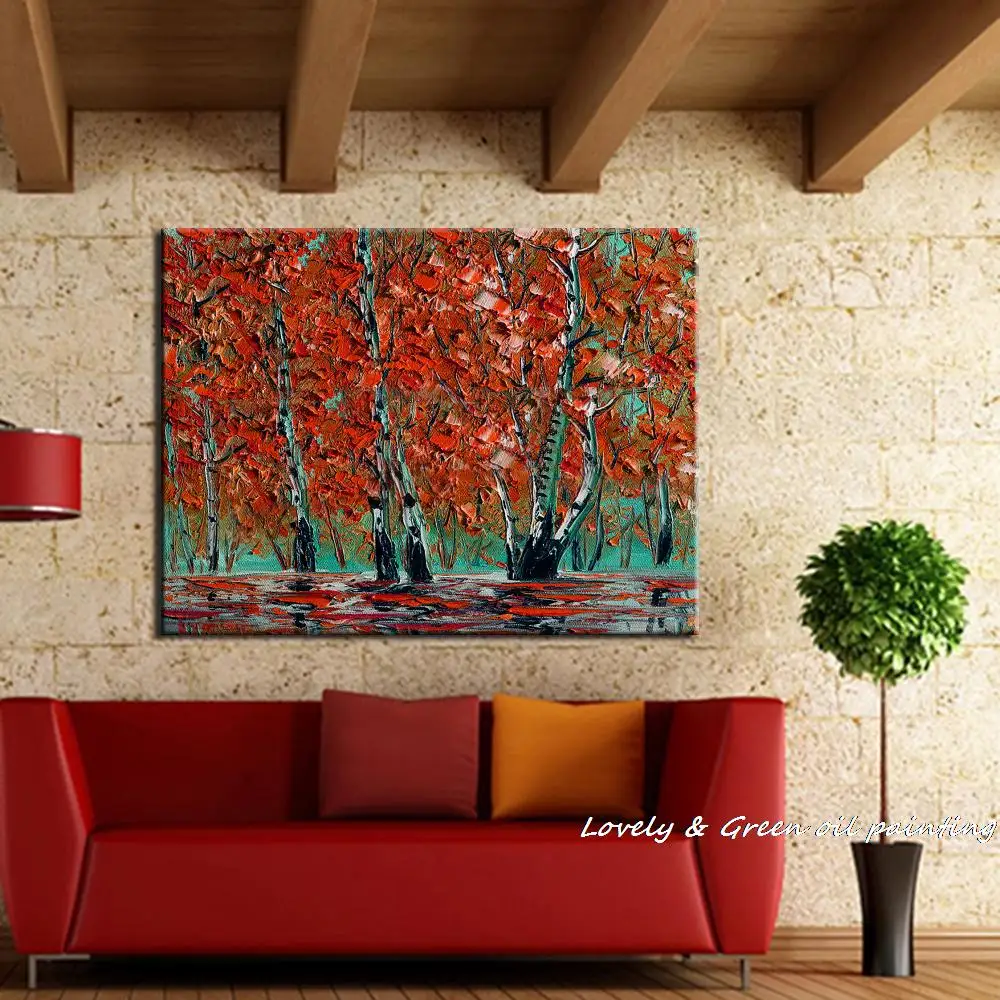 Новинка! Современная картина маслом на холсте с ножом красного дерева ручная