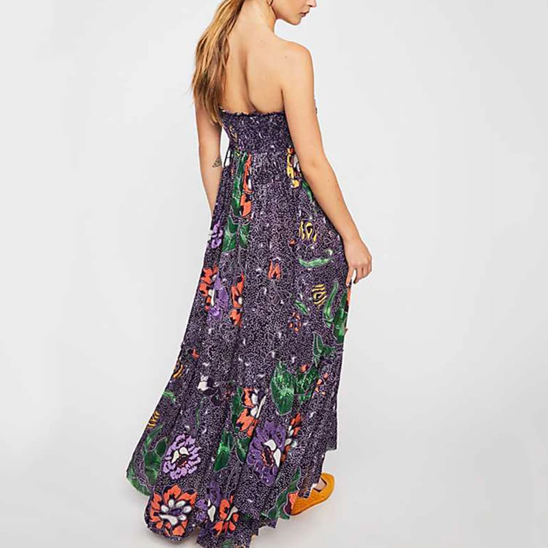 Женское шифоновое платье макси Gladiolus Boho длинное пляжное без бретелек с открытой