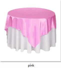 Pink 1 шт., двойной сшитый край, атласная Скатерть, 145 см X 145 см, скатерть для дома, Рождественская вечеринка, украшение стола, 22 цвета - Цвет: Pink