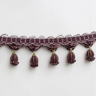 Purple Qgvish 1 м шарик занавеска кружева планки ленты DIY сшить диван сценический светильник подзор домашний декор кружева кисточкой ремень шторы аксессуары - Цвет: Purple