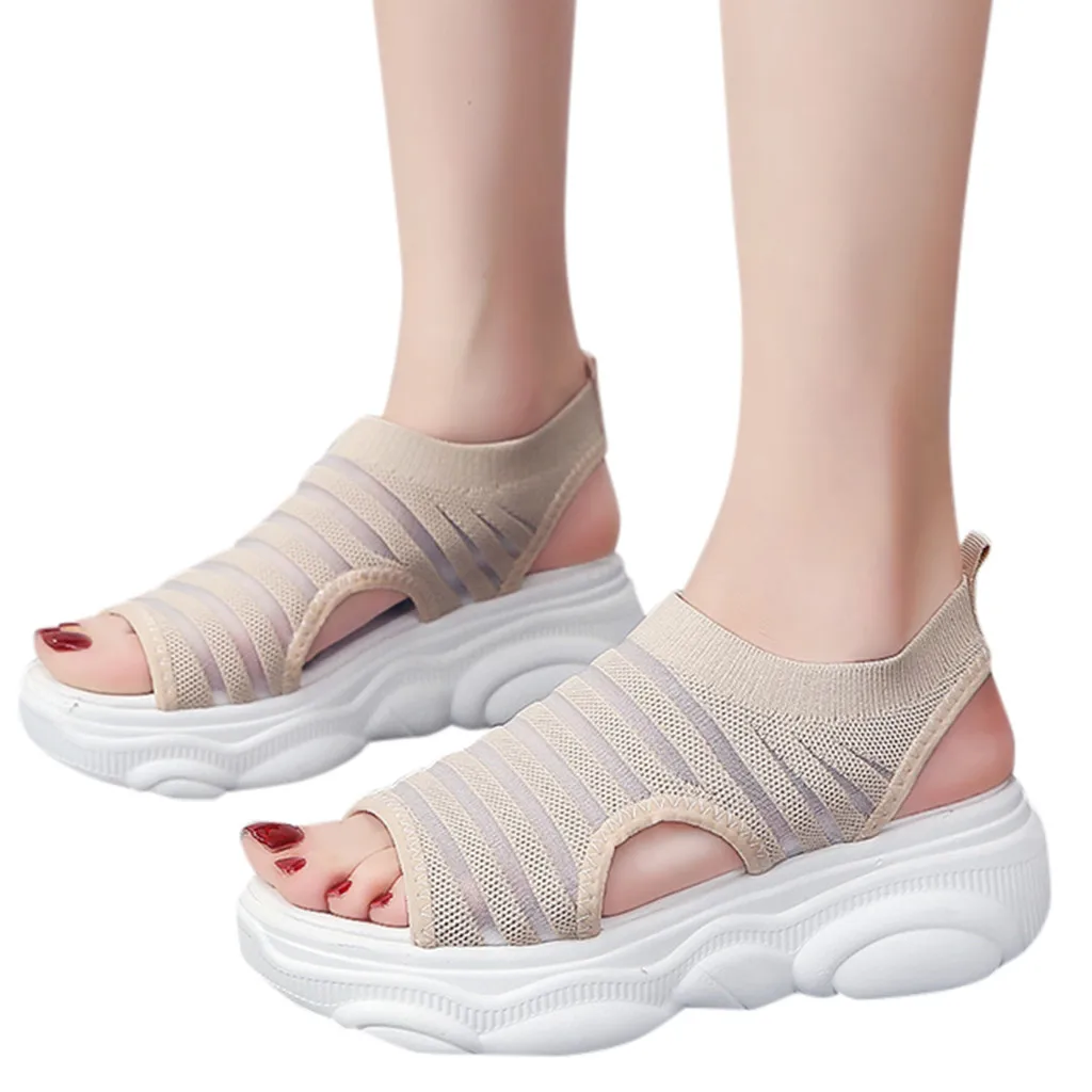 Женские дышащие сандалии SAGACE черные прогулочные на платформе лето 2019|Боссоножки