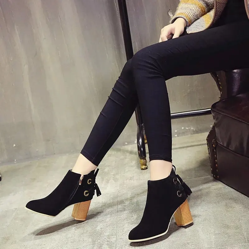 Hung Yau/женские ботильоны женская обувь Ботинки Martin замшевые на толстом каблуке