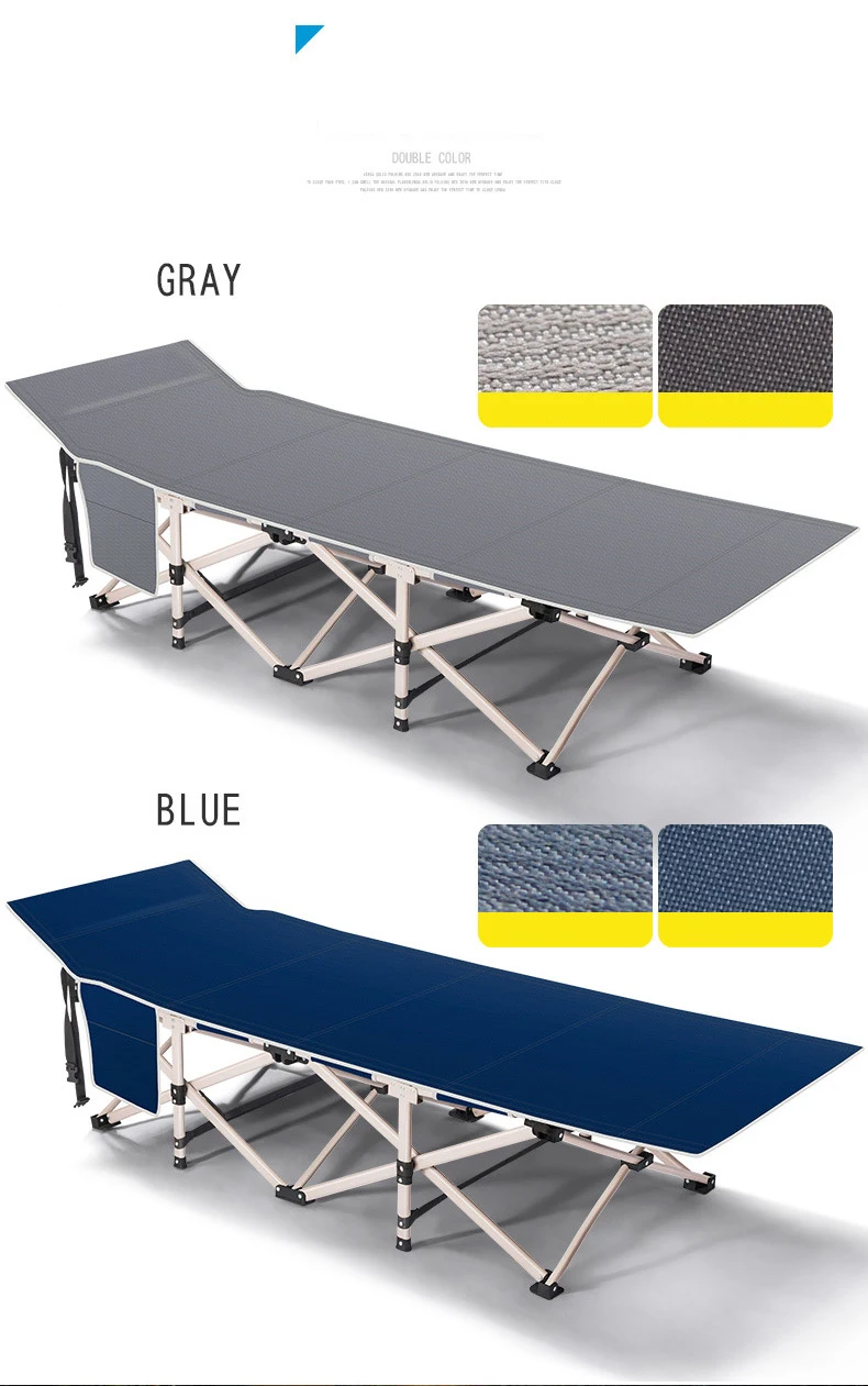 Portable Lightweight Folding Beds with Adjustable Headrest& Breathable Surface Material for Outdoor Camping& Home/Office Nap
