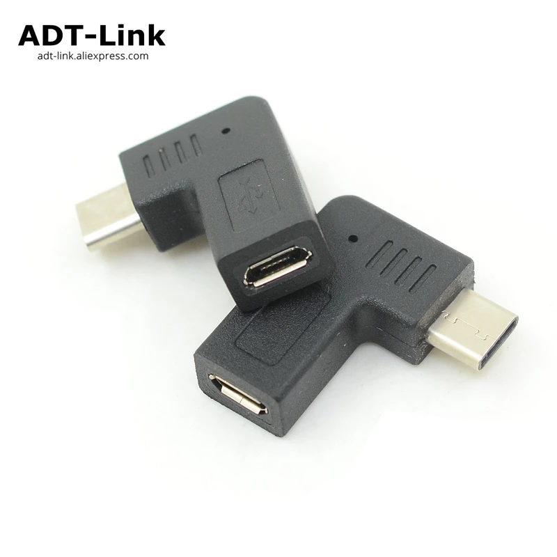 Адаптер Micro USB к usb type C под прямым углом 90 градусов type-C штекер гнездовой зарядки и