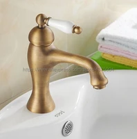 deck mounted single handle hole bathroom sink mixer faucet antique brass hot and cold water mixer tap nnf102