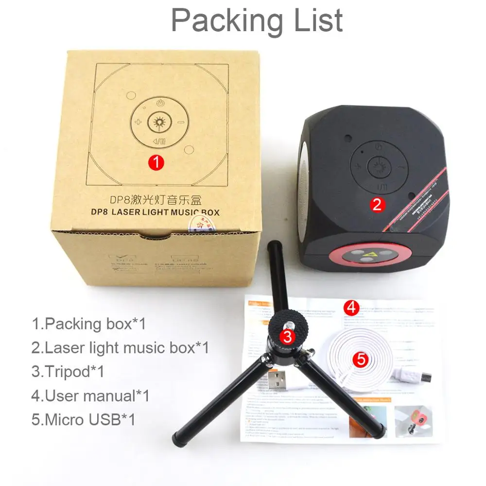 Портативный беспроводной лазерный сценический светильник RGB с блютузом и