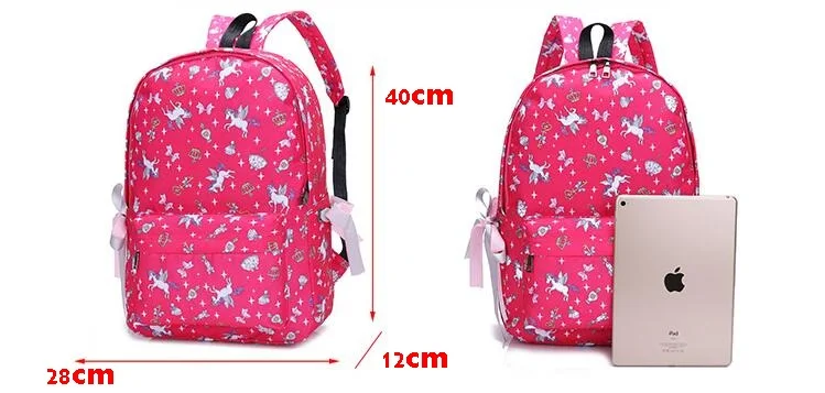 Милый рюкзак с единорогом для женщин Mochila нейлоновый рюкзак с 3D мультяшным принтом школьная сумка для девочек брендовая сумка для книг дорожная сумка Sac A Dos
