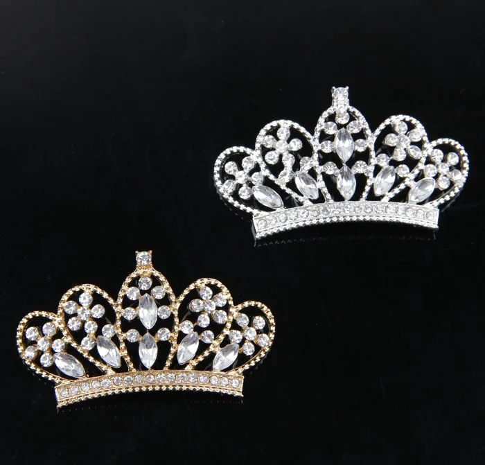 

2015new hot Baby Girls Luxury Rhinestone Buttons Crystal Crown DIY Flatback for headband children hair accessories 10ps/lot