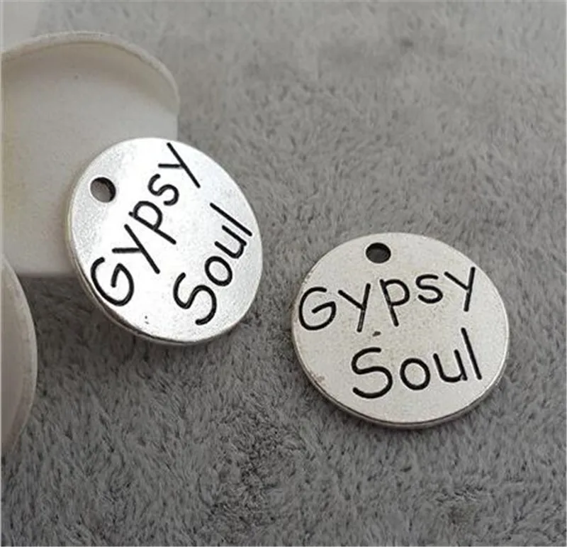10 Pieces/Lot 20mm words gypsy soul round disc charm gypsy charms pendant