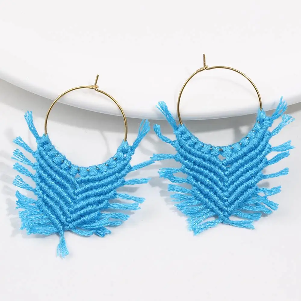 E8470 Макраме кисточкой ручной работы Boho брелки брелок с кисточкой для женщин макраме брелок сумка Шарм автомобиль Висячие ювелирные изделия подарок - Цвет: E8470