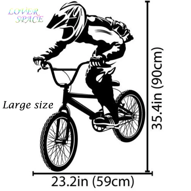 Бесплатная доставка BMX велосипедная Байкерская Наклейка на стену для мальчиков