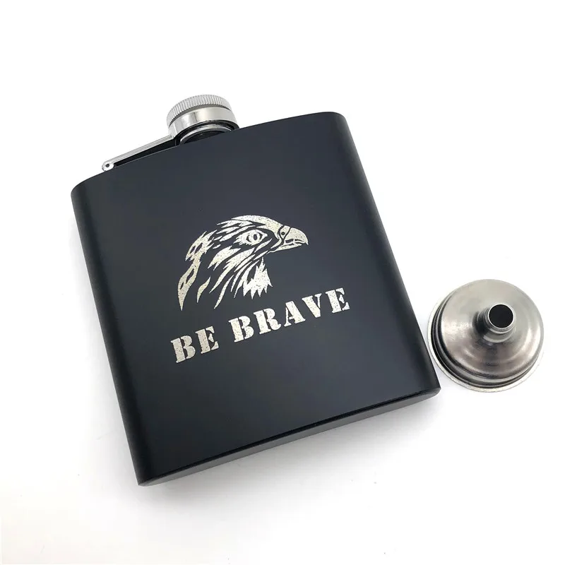 Alalinong Be Brave Eagle черная фляга 6 унций из нержавеющей стали Персонализированная