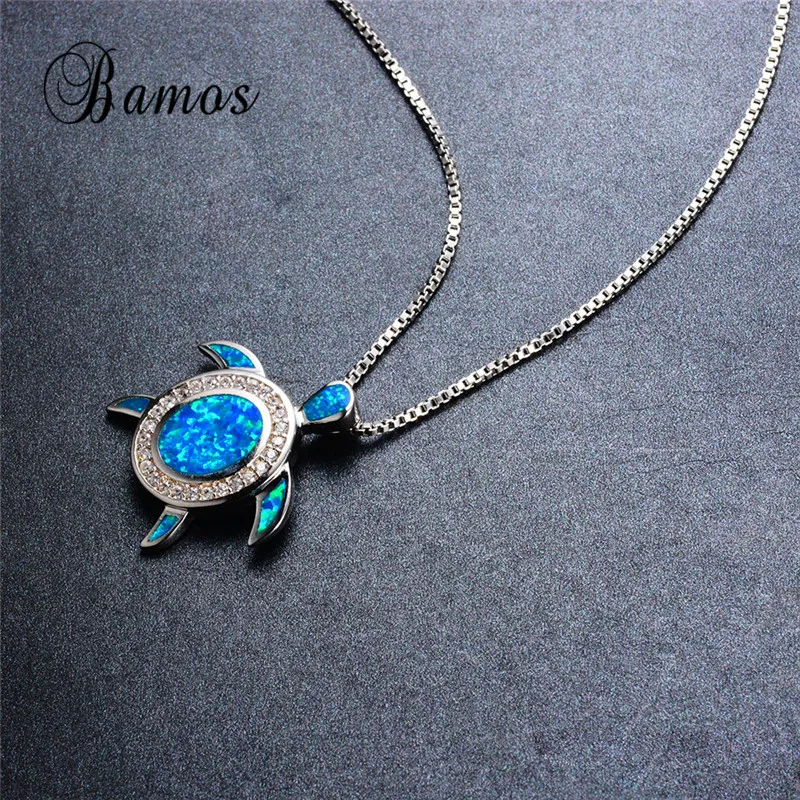 Ожерелье с подвеской в виде черепахи из голубого огненного опала|turtle pendant