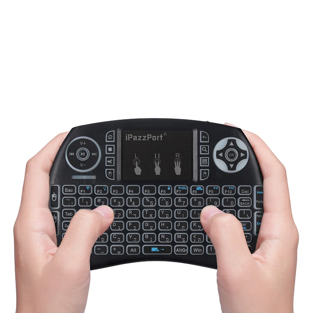 IPazzPort Мини Беспроводная QWERTY игровая клавиатура функция подсветки с сенсорной