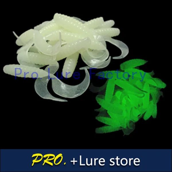 Бесплатная доставка 4 см 100 шт. светящаяся приманка личинка приманки Vibra tail grub